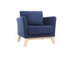 Sillón escandinavo azul oscuro patas madera clara OSLO