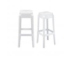 Taburete de bar diseño blanco 75cm lote de 2 CLEAR