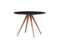 Mesa de comedor redonda diseño nogal y negro D106 WALFORD