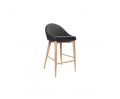 Taburete de bar diseño madera y polyester gris antracita DALIA