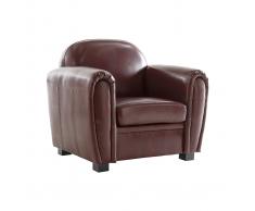 Sillón club color marrón claro y de cuero de vacuno