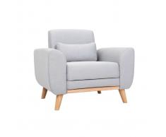 Sillón diseño tejido gris y roble EKTOR