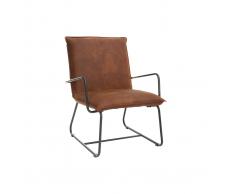 Sillón polipiel marrón y estructura metal negra MERCY