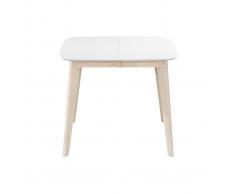 Mesa de comedor extensible nórdica blanca y madera L90-130 LEENA