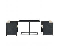 Mesa de jardín en resina trenzada con dos sillones PICCOLO