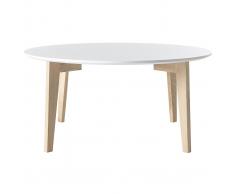 Mesa de centro de diseño lacada blanca y madera natural LARGO