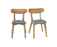 Silla diseño vintage gris y patas madera lote de 2 MARIK