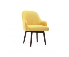 Sillón diseño amarillo patas madera oscura MONA