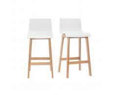 Taburete de bar diseño madera y blanco 75cm lote de 2 NEW SURF