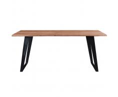 Mesa de comedor en acacia y metal negro L175 KORA