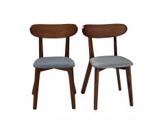 Silla diseño vintage gris y patas nogal lote de 2 MARIK