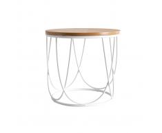 Mesa auxiliar madera y metal blanco 42 cm LACE