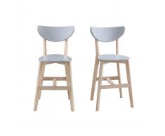 Taburete nórdico gris y madera 65cm lote de 2 LEENA