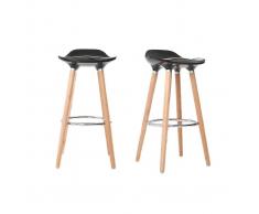 Taburete de bar diseño escandinavo negro lote de 2 GILDA