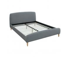 Cama nórdica tejido gris y madera 160 x 200 NIELS