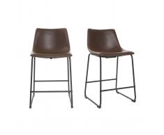 Taburete de bar vintage PU marrón 61cm lote de 2 NEW ROCK