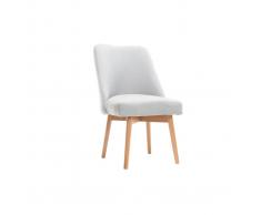 Silla nórdica tejido gris patas madera clara LIV