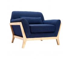 Sillón diseño azul oscuro patas madera YOKO