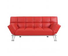 Sofá cama de piel 3 plazas color rojo MANHATTAN