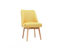 Silla nórdica tejido amarillo patas madera clara LIV
