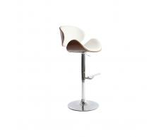 Taburete de bar de diseño blanco y madera WALNUT
