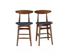 Taburete de bar vintage nogal y PU negro 65cm lote de 2 WALFORD