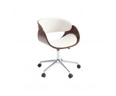 Sillón diseño nogal y blanco con ruedas BENT
