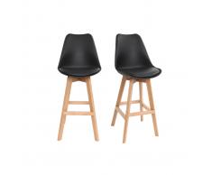 Lote de dos taburetes de bar diseño negro 65cm PAULINE
