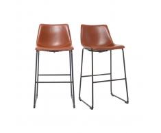 Taburete de bar vintage PU marrón claro 73cm lote de 2 NEW ROCK