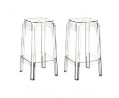 Taburete de bar diseño transparente 65cm lote de 2 CLEAR