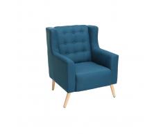 Sillón diseño escandinavo azul petróleo y madera clara BRIGHTON