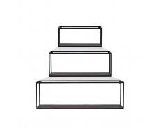 Lote de 3 estanterías de pared rectangulares metal negro KARL