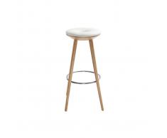 Taburete de bar estilo escandinavo blanco patas madera clara 79cm NORDECO