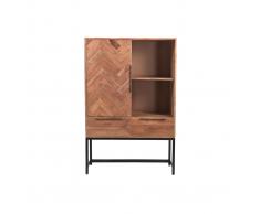 Aparador alto en acacia con patas en metal negro STICK