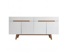 Aparador escandinavo blanco brillante y fresno 180cm MELKA