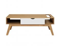 Mesa de centro nórdica blanca y madera clara NEELA