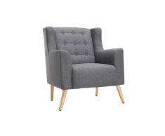 Sillón diseño escandinavo gris oscuro y madera clara BRIGHTON