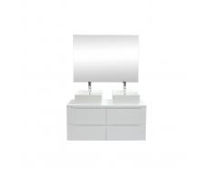 Mueble de baño con espejo y almacenaje blanco (sin lavabos) LOTA