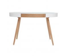 Escritorio conectado multimedia - Vidrio blanco y madera clara HANDY