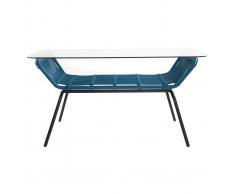 Mesa de centro en cristal y resina azul petróleo TANGO
