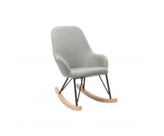 Sillón relax - Baby mecedora tejido gris patas metal y fresno JHENE