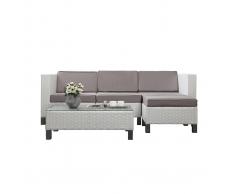 Conjunto HAWAI- 2 sillones esquineros y 1 sillón central, 1 mesa de salón y 1 puf