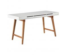 Escritorio nórdico blanco lacado mate y madera ESKA