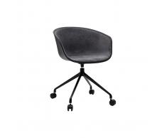 Sillón de escritorio moderno negro y tejido gris oscuro SCAFO