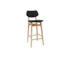 Taburete / silla de bar diseño negro y madera natural 65 cm NORDECO
