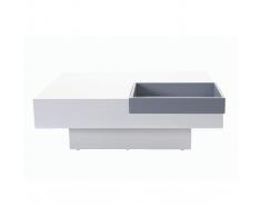 Mesa de salón de diseño lacada blanca bandeja grís amovible TEENA