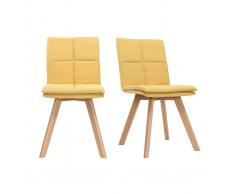 Silla escandinava tejido amarillo patas madera clara lote de 2 THEA