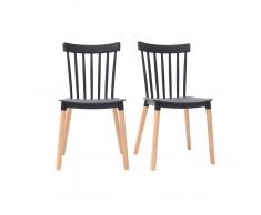 Sillas bicolores negro y madera (lote de 2) GAMBO