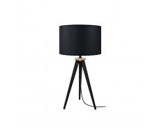 Lámpara de mesa diseño trípode madera negra TRIPOD