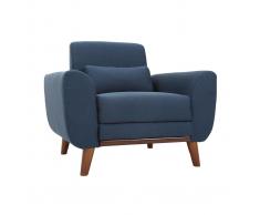Sillón diseño tejido azul y patas nogal EKTOR